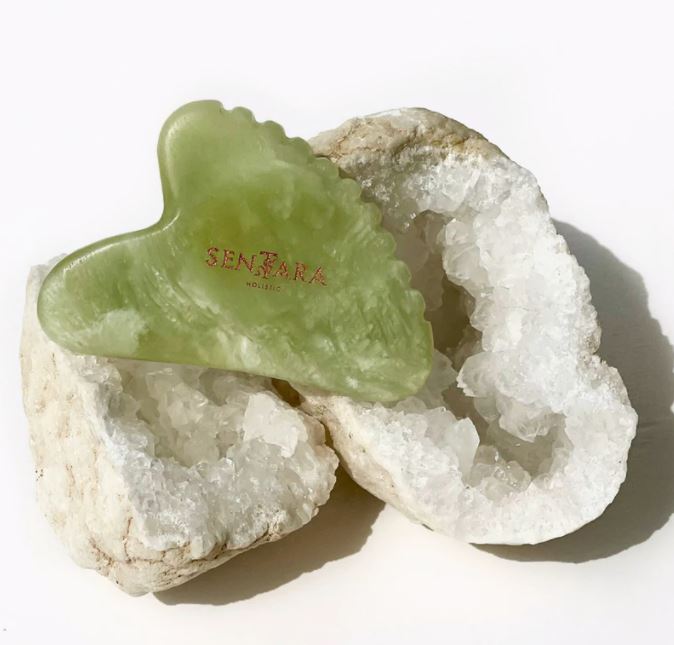 Gua Sha Coeur à Dents - Jade Vert